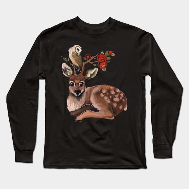 Deer and owl Long Sleeve T-Shirt by TatianaBS